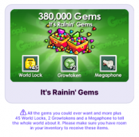 380 000 гемов (Дождь из гемов) : Growtopia