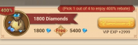 1800 алмазов + 5400 алмазов бонус (первая покупка) : Yes Your Highness