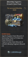 Archeage War : (Monthly) Agent`s Growth Gem Pack