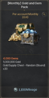 Archeage War : (Monthly) Gold and Gem Pack