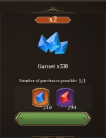 The Legend of Heroes  : 530 Garnet ( 240 Blue Garnet + 290 Red Garnet )