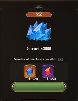 The Legend of Heroes  : 3000 Garnet ( 1320 Blue Garnet + 1680 Red Garnet )