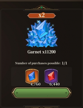 The Legend of Heroes  : 11200 Garnet ( 4760 Blue Garnet + 6440 Red Garnet )