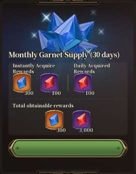 The Legend of Heroes  : Monthly Garnet Supply (30 days)