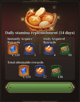 The Legend of Heroes  : Daily stamina replenishment (14 days)