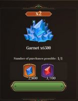 The Legend of Heroes  : 6500 Garnet ( 2800 Blue Garnet + 3700 Red Garnet )