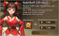 Three Kingdoms: Idle Chronicle  :  Gold Buff (30-day)