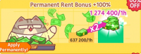 Office Cat: Idle Tycoon Game  :  Permanent Rent Bonus + 100%